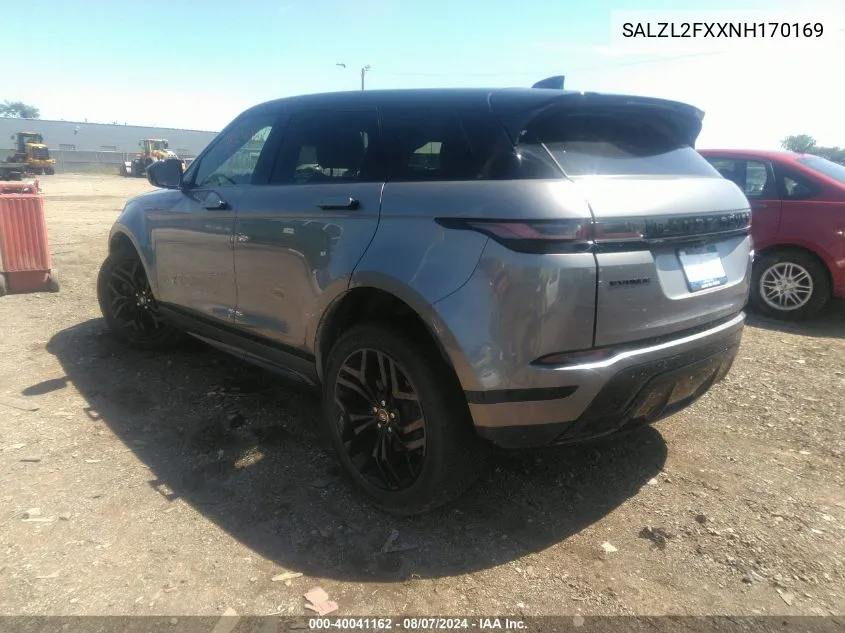 SALZL2FXXNH170169 2022 Land Rover Range Rover Evoque R-Dynamic Se