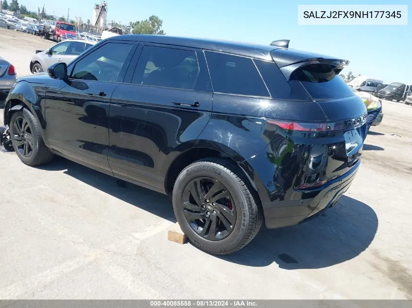 2022 Land Rover Range Rover Evoque S VIN: SALZJ2FX9NH177345 Lot: 40085558