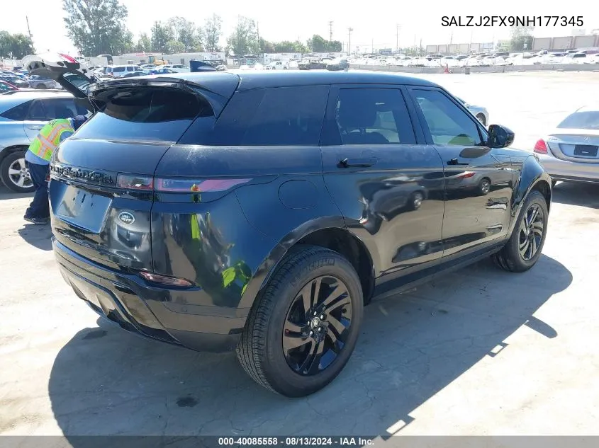 2022 Land Rover Range Rover Evoque S VIN: SALZJ2FX9NH177345 Lot: 40085558