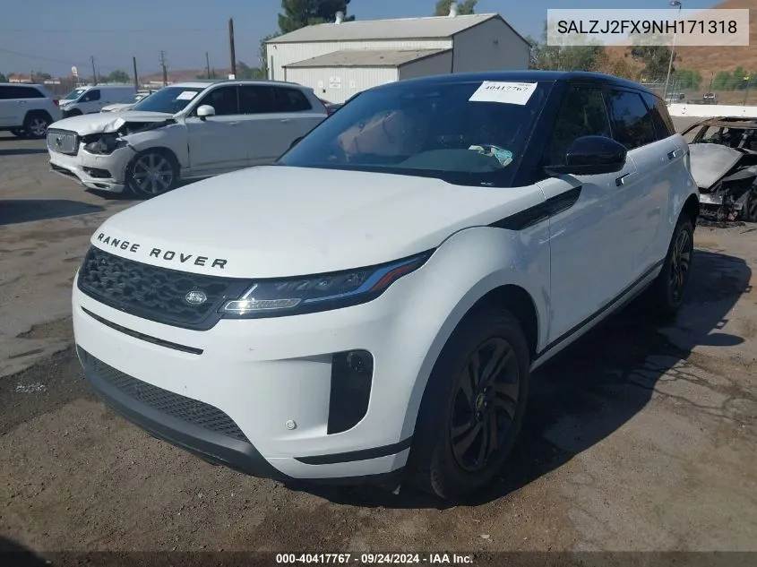 2022 Land Rover Range Rover Evoque S VIN: SALZJ2FX9NH171318 Lot: 40417767