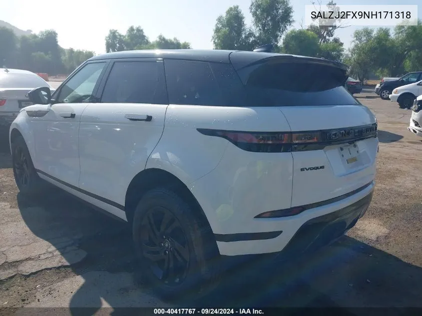 2022 Land Rover Range Rover Evoque S VIN: SALZJ2FX9NH171318 Lot: 40417767