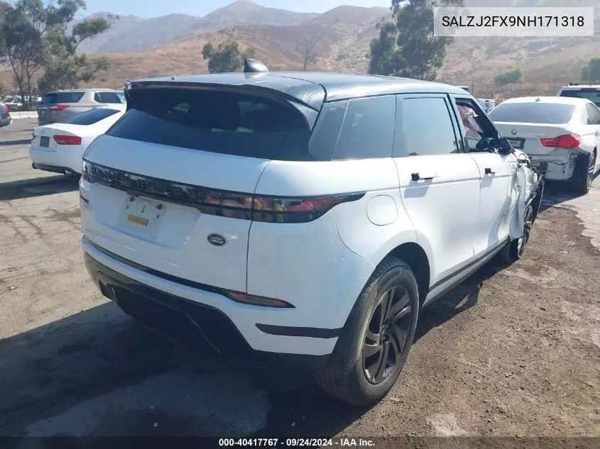 2022 Land Rover Range Rover Evoque S VIN: SALZJ2FX9NH171318 Lot: 40417767