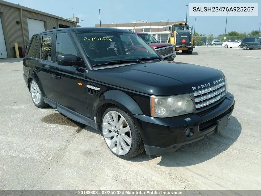 2006 Land Rover Range Rover Sport Supercharged VIN: SALSH23476A925267 Lot: 20168608