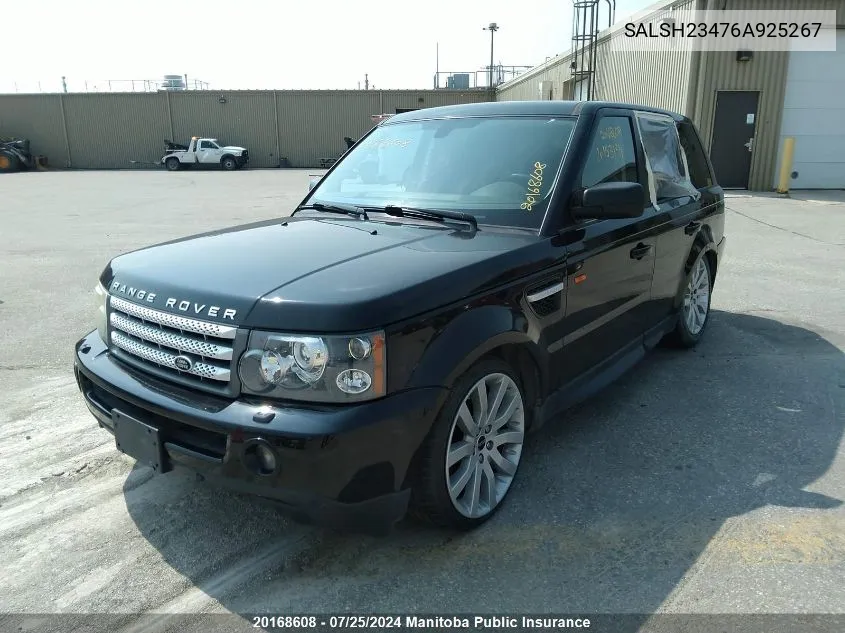 2006 Land Rover Range Rover Sport Supercharged VIN: SALSH23476A925267 Lot: 20168608