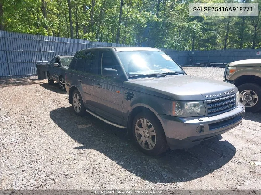 2006 Land Rover Range Rover Sport Hse VIN: SALSF25416A918771 Lot: 39461666