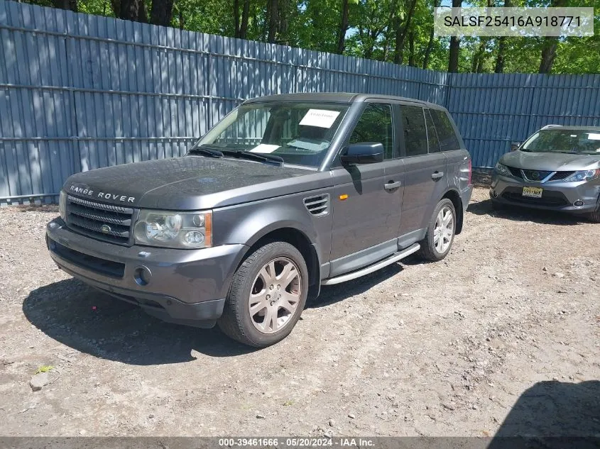 2006 Land Rover Range Rover Sport Hse VIN: SALSF25416A918771 Lot: 39461666