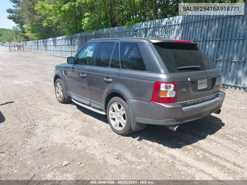 2006 Land Rover Range Rover Sport Hse VIN: SALSF25416A918771 Lot: 39461666