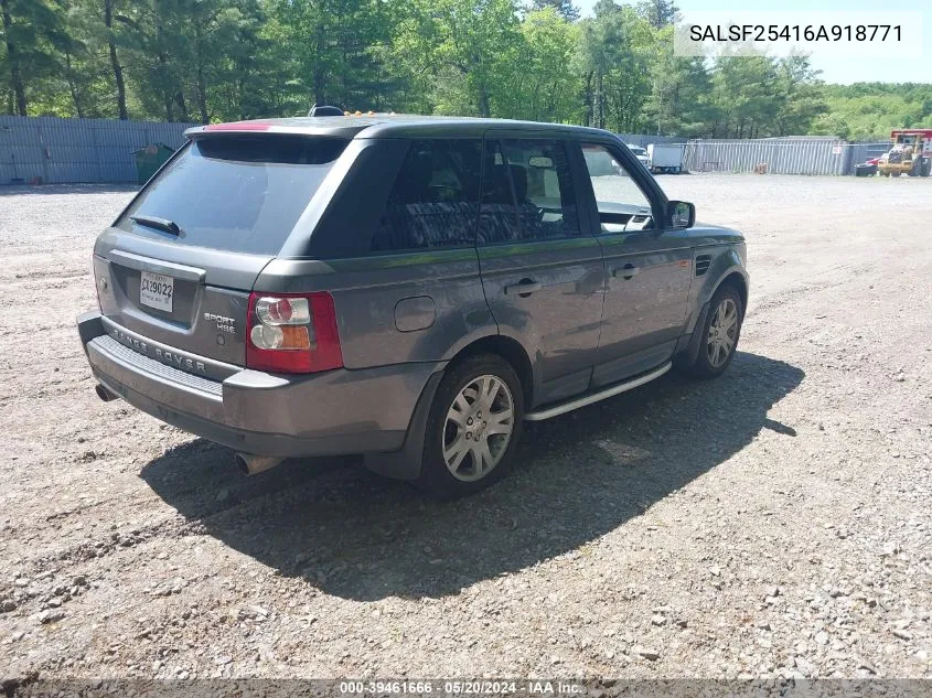 2006 Land Rover Range Rover Sport Hse VIN: SALSF25416A918771 Lot: 39461666