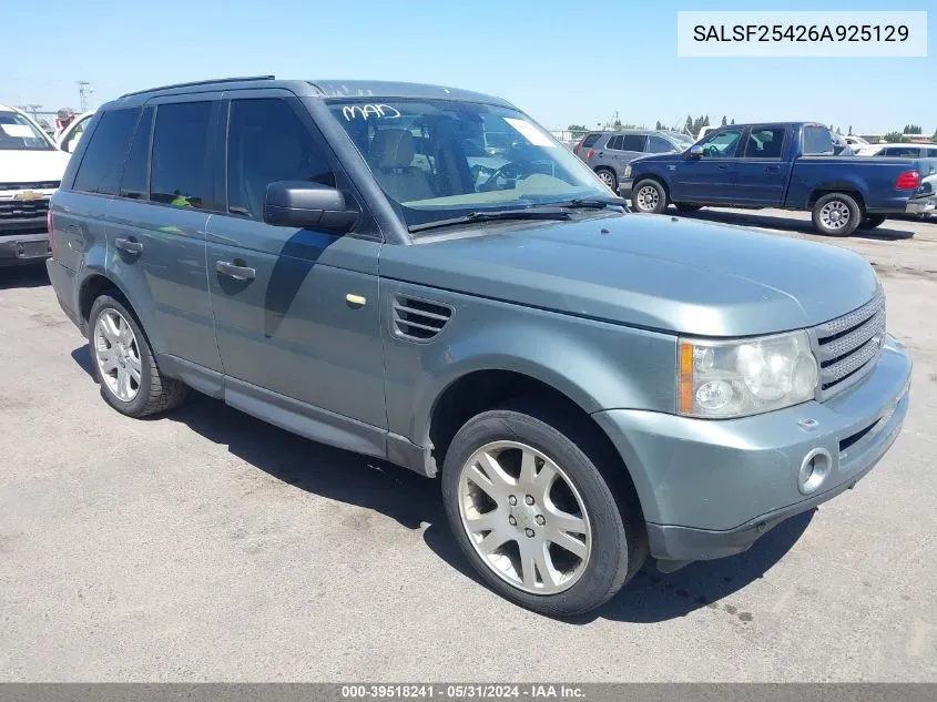 2006 Land Rover Range Rover Sport Hse VIN: SALSF25426A925129 Lot: 39518241