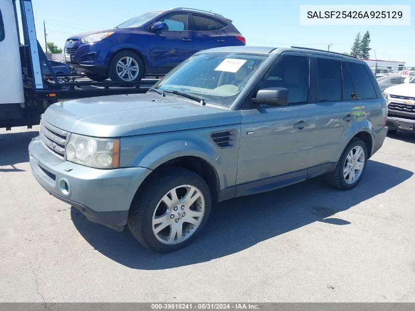 2006 Land Rover Range Rover Sport Hse VIN: SALSF25426A925129 Lot: 39518241