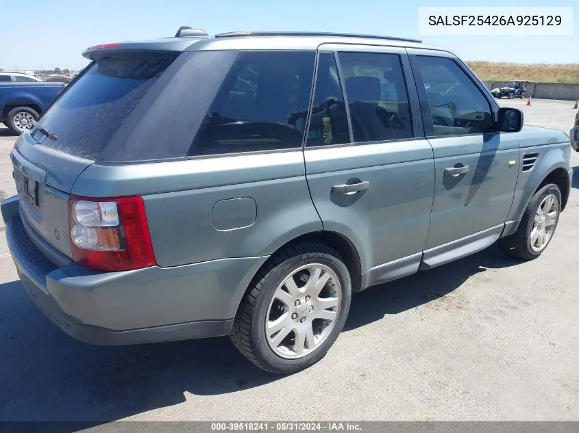 2006 Land Rover Range Rover Sport Hse VIN: SALSF25426A925129 Lot: 39518241