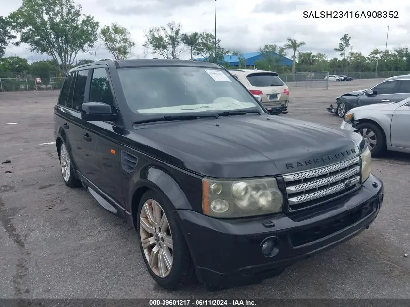 2006 Land Rover Range Rover Sport Supercharged VIN: SALSH23416A908352 Lot: 39601217