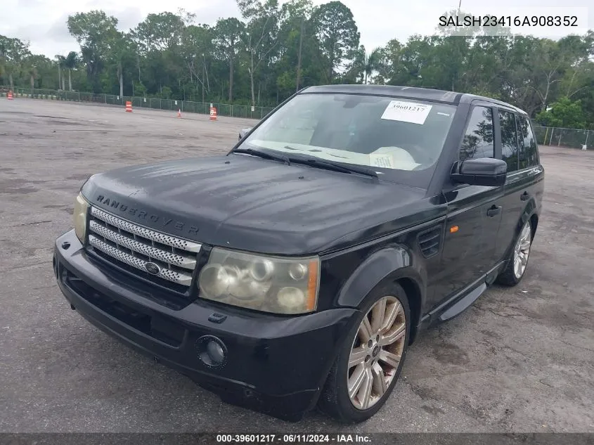 2006 Land Rover Range Rover Sport Supercharged VIN: SALSH23416A908352 Lot: 39601217