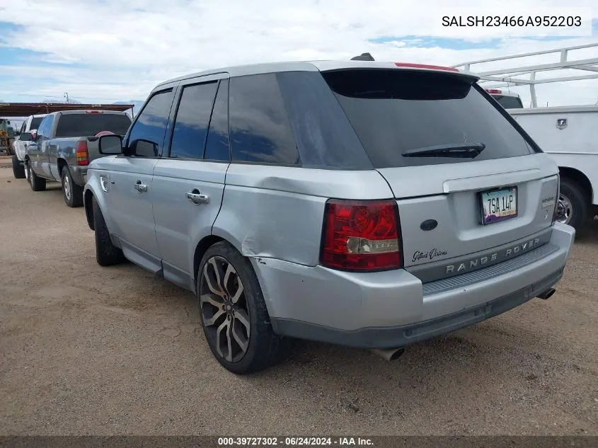 2006 Land Rover Range Rover Sport Supercharged VIN: SALSH23466A952203 Lot: 39727302