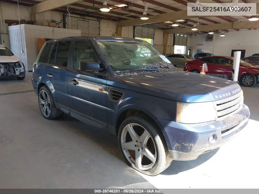 2006 Land Rover Range Rover Sport Hse VIN: SALSF25416A903607 Lot: 39746201