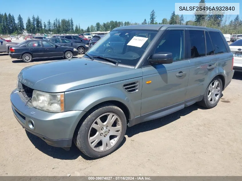 SALSF25496A932840 2006 Land Rover Range Rover Sport Hse