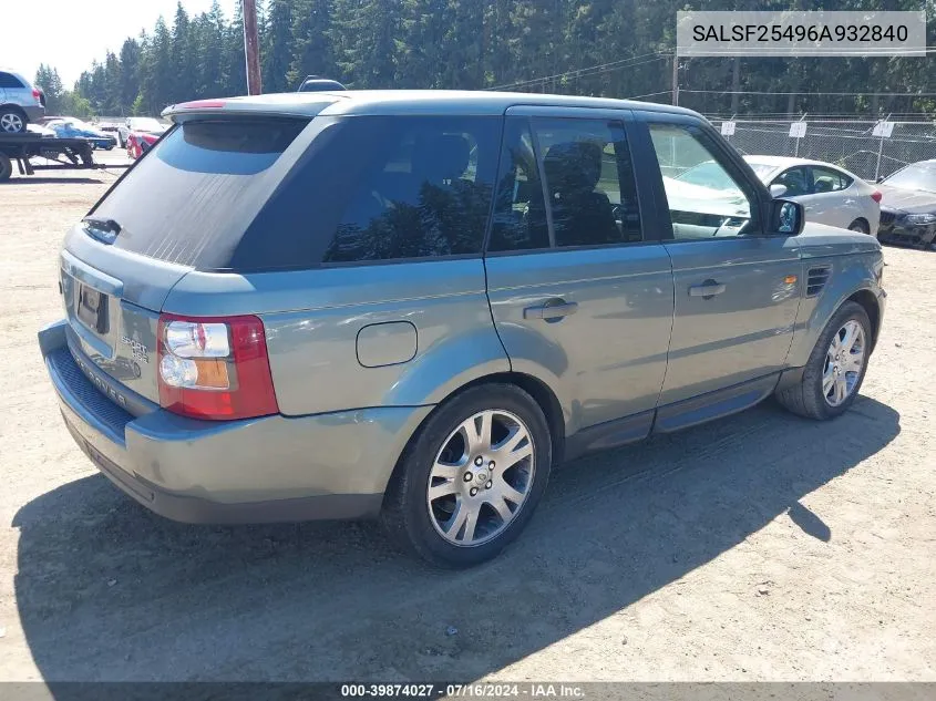 SALSF25496A932840 2006 Land Rover Range Rover Sport Hse