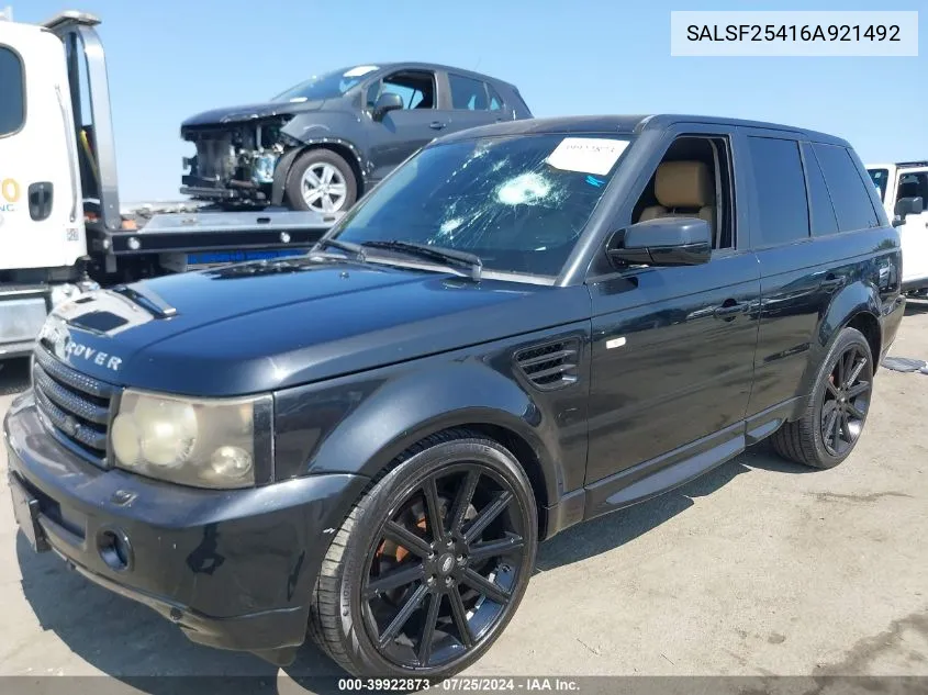 2006 Land Rover Range Rover Sport Hse VIN: SALSF25416A921492 Lot: 39922873