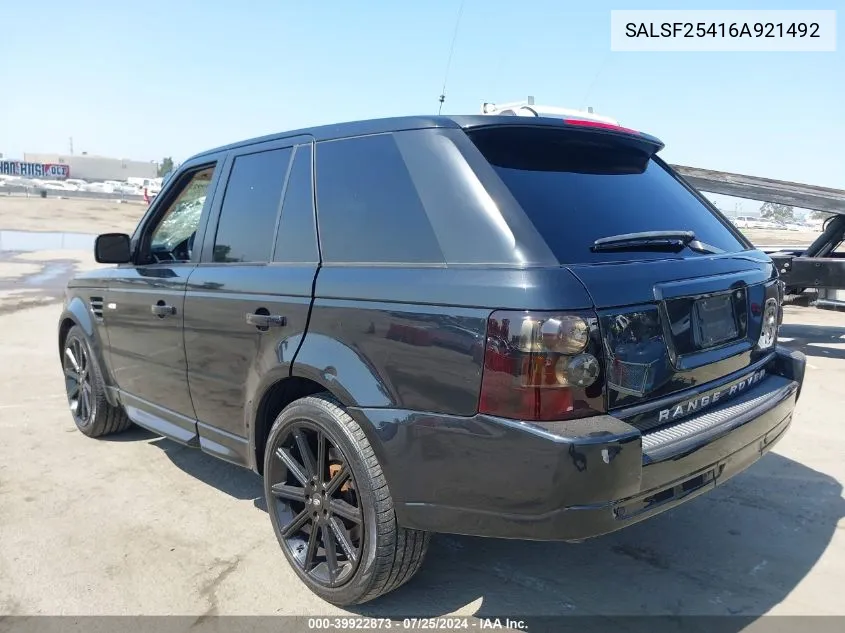 SALSF25416A921492 2006 Land Rover Range Rover Sport Hse