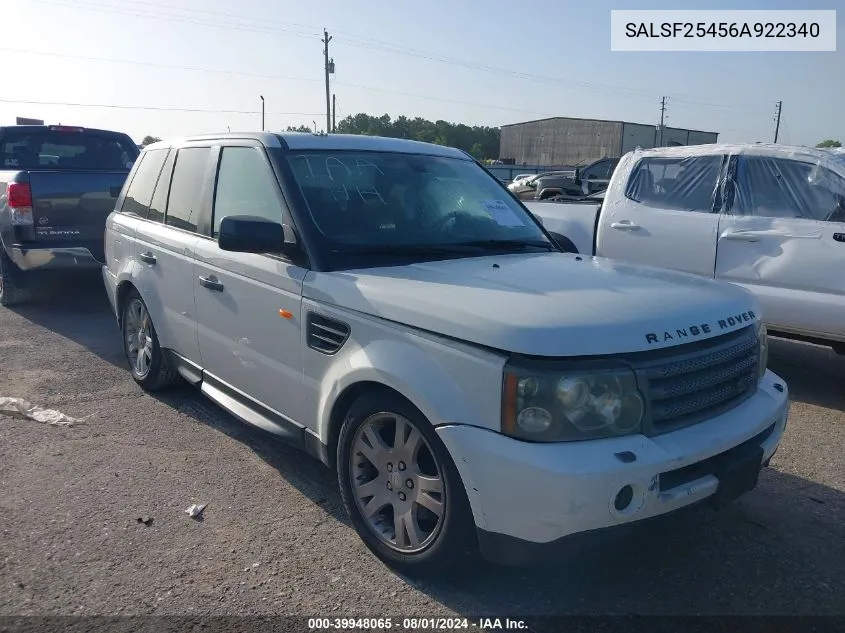 2006 Land Rover Range Rover Sport Hse VIN: SALSF25456A922340 Lot: 39948065