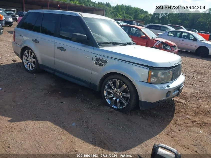 2006 Land Rover Range Rover Sport Supercharged VIN: SALSH23416A944204 Lot: 39974363