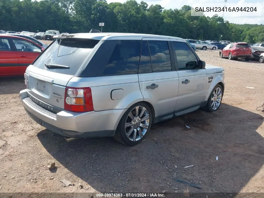 2006 Land Rover Range Rover Sport Supercharged VIN: SALSH23416A944204 Lot: 39974363