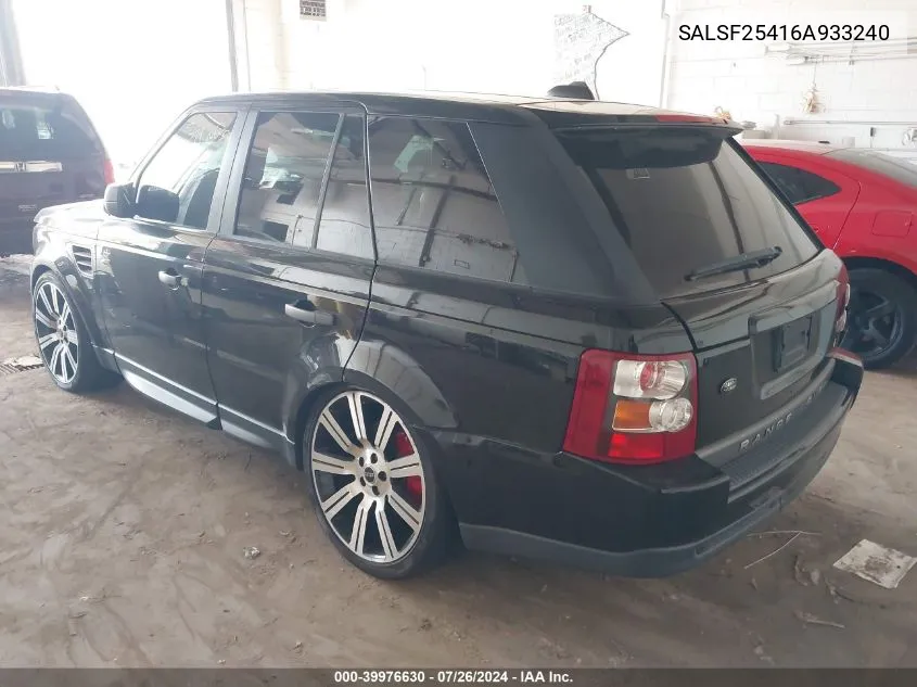 2006 Land Rover Range Rover Sport Hse VIN: SALSF25416A933240 Lot: 39976630