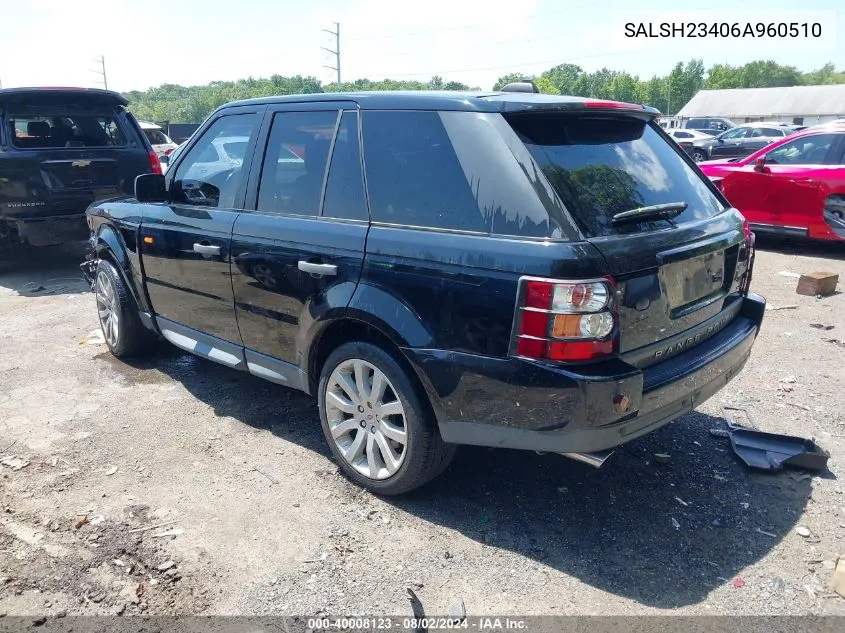 2006 Land Rover Range Rover Sport Supercharged VIN: SALSH23406A960510 Lot: 40008123