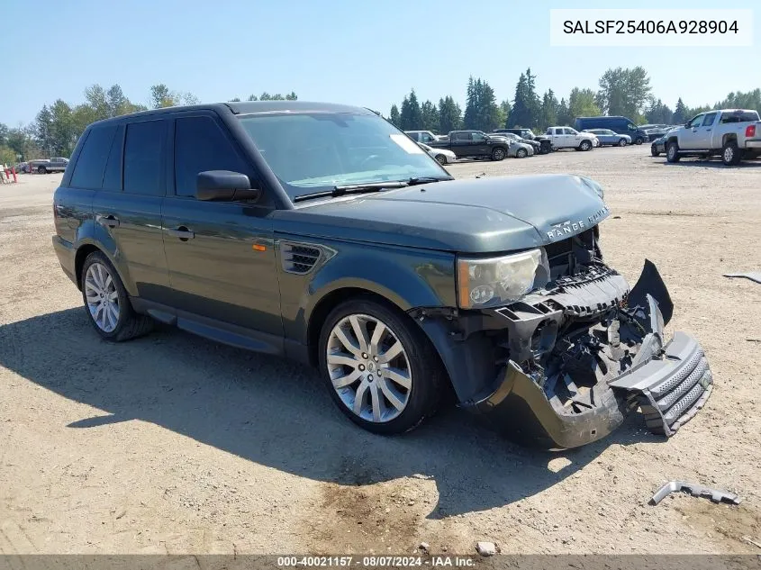 2006 Land Rover Range Rover Sport Hse VIN: SALSF25406A928904 Lot: 40021157