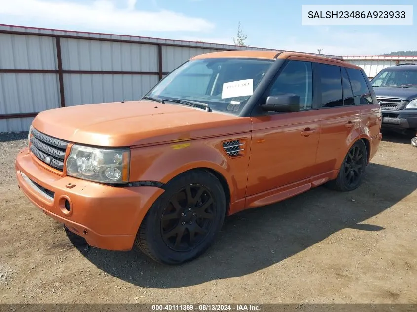 2006 Land Rover Range Rover Sport Supercharged VIN: SALSH23486A923933 Lot: 40111389