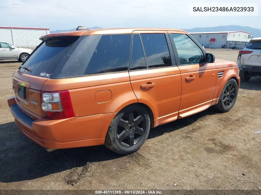 2006 Land Rover Range Rover Sport Supercharged VIN: SALSH23486A923933 Lot: 40111389