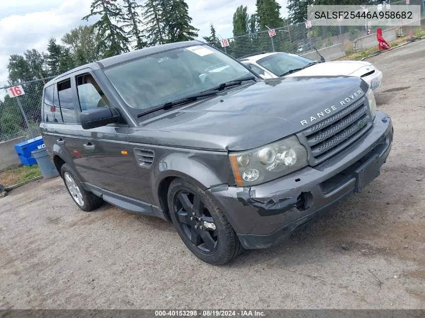 2006 Land Rover Range Rover Sport Hse VIN: SALSF25446A958682 Lot: 40153298