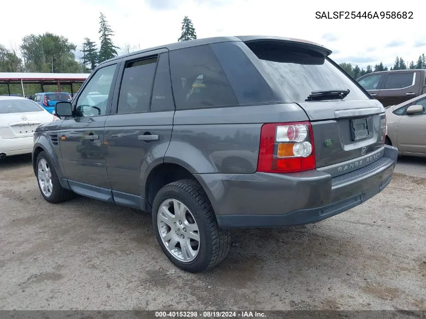 2006 Land Rover Range Rover Sport Hse VIN: SALSF25446A958682 Lot: 40153298