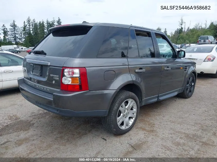 2006 Land Rover Range Rover Sport Hse VIN: SALSF25446A958682 Lot: 40153298