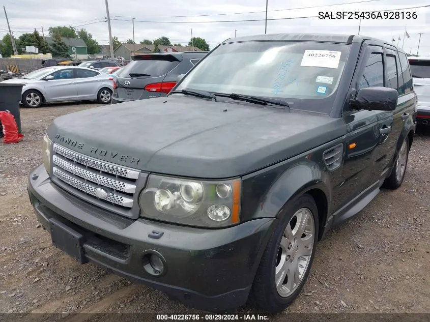 SALSF25436A928136 2006 Land Rover Range Rover Sport Hse