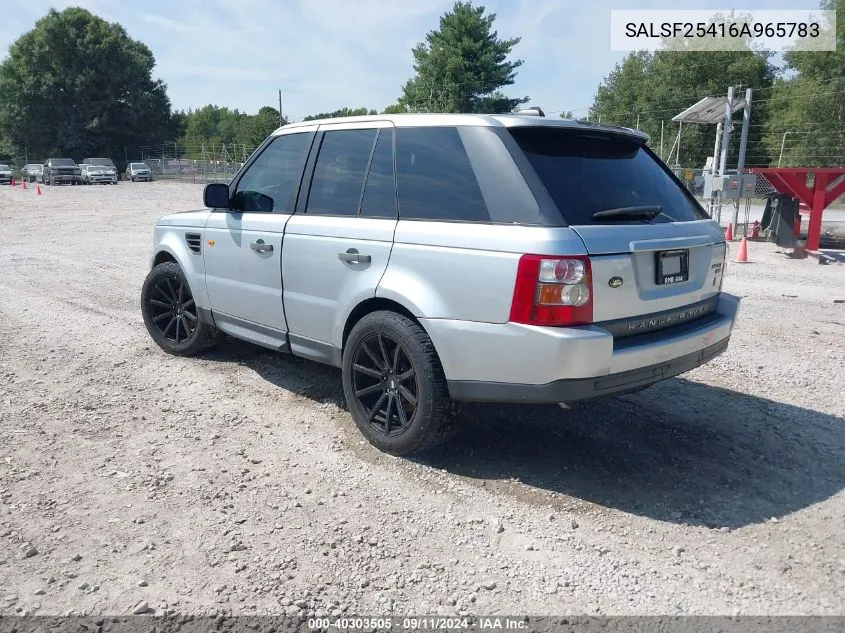 2006 Land Rover Range Rover Sport Hse VIN: SALSF25416A965783 Lot: 40303505