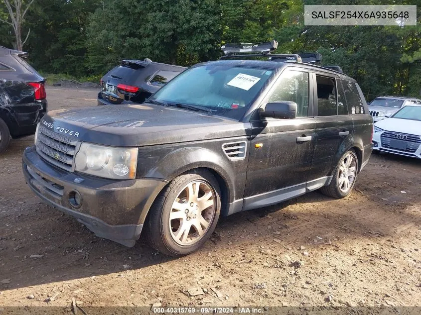 2006 Land Rover Range Rover Sport Hse VIN: SALSF254X6A935648 Lot: 40315769