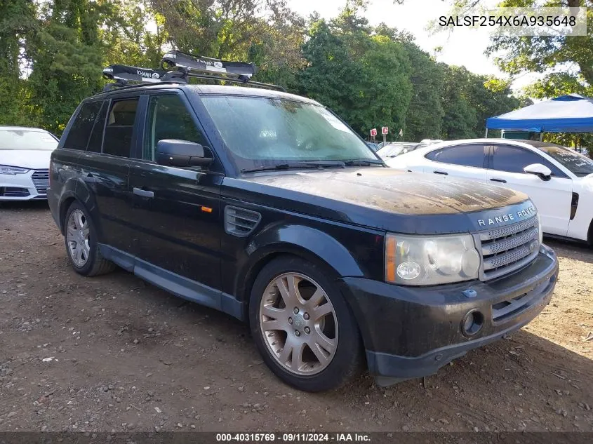 2006 Land Rover Range Rover Sport Hse VIN: SALSF254X6A935648 Lot: 40315769