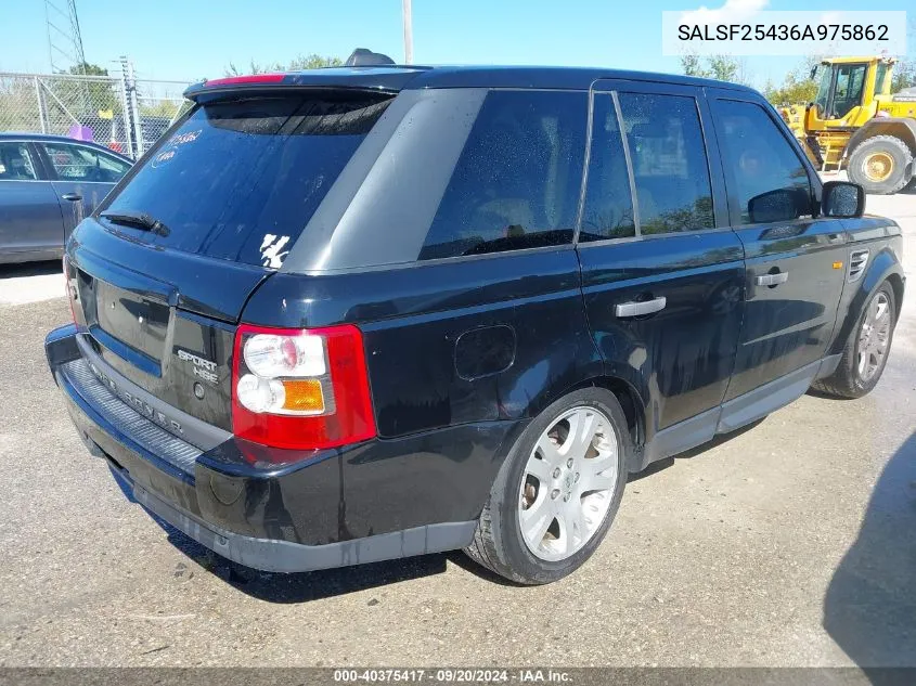 2006 Land Rover Range Rover Sport Hse VIN: SALSF25436A975862 Lot: 40375417