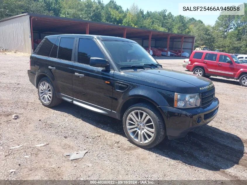 2006 Land Rover Range Rover Sport Hse VIN: SALSF25466A945058 Lot: 40380022