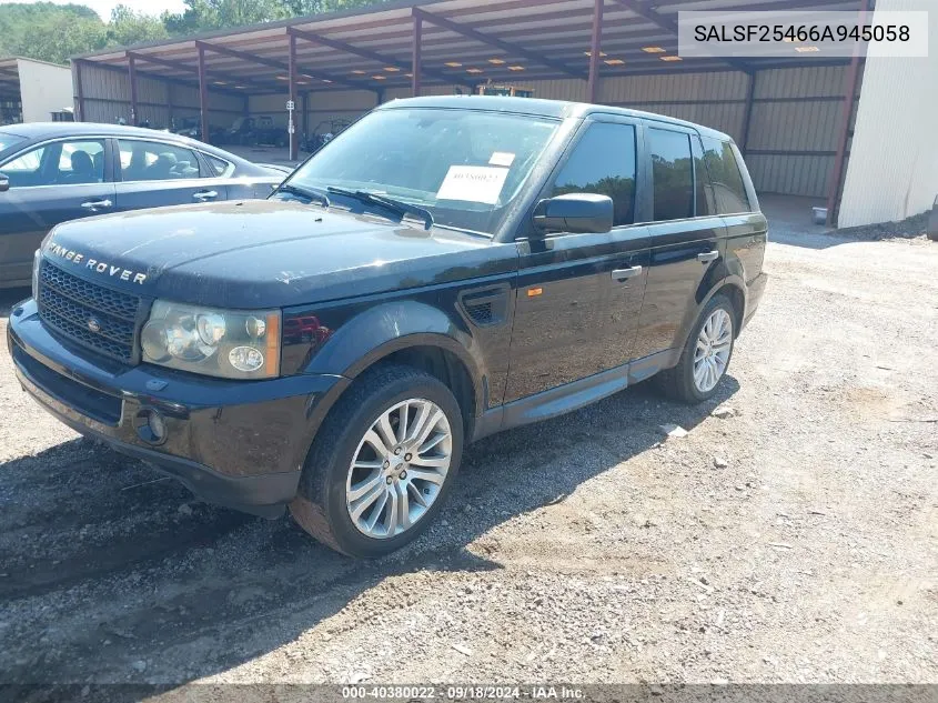 2006 Land Rover Range Rover Sport Hse VIN: SALSF25466A945058 Lot: 40380022