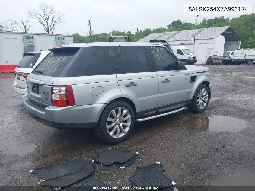 2007 Land Rover Range Rover Sport Hse VIN: SALSK254X7A993174 Lot: 39417985