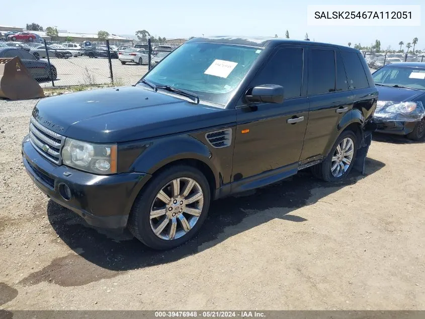 2007 Land Rover Range Rover Sport Hse VIN: SALSK25467A112051 Lot: 39476948