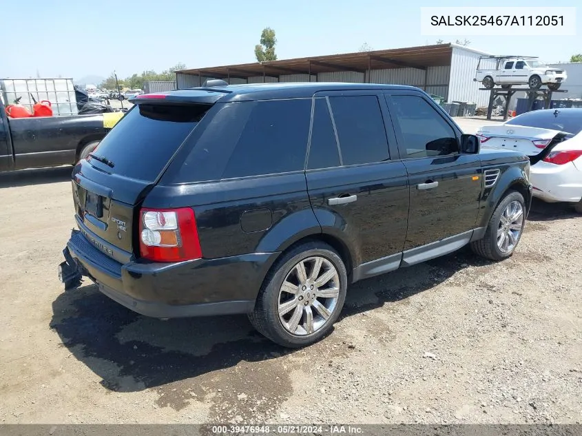 2007 Land Rover Range Rover Sport Hse VIN: SALSK25467A112051 Lot: 39476948