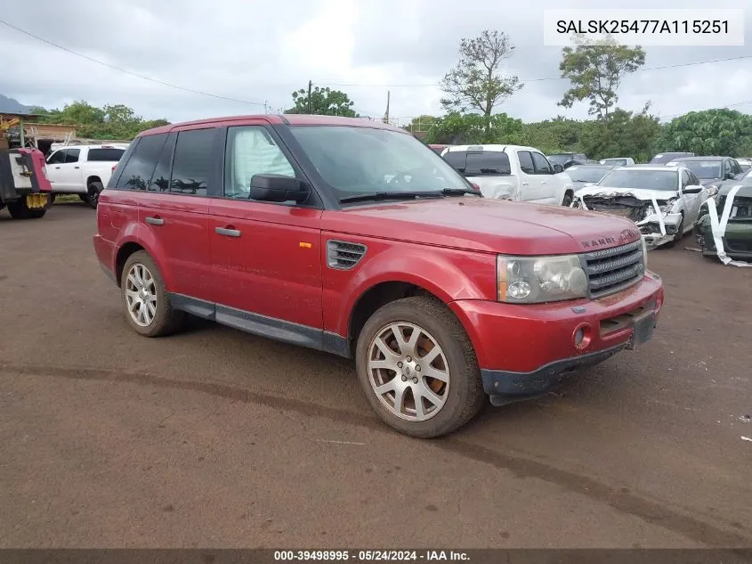 SALSK25477A115251 2007 Land Rover Range Rover Sport Hse