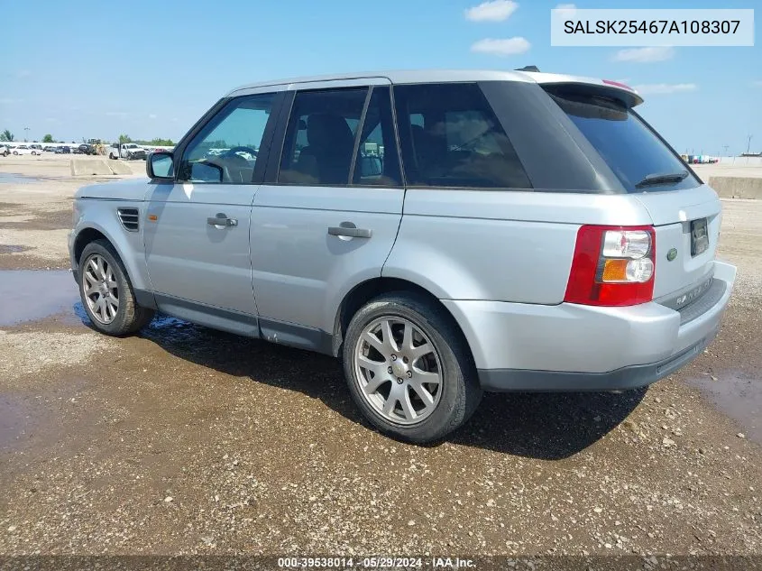 SALSK25467A108307 2007 Land Rover Range Rover Sport Hse