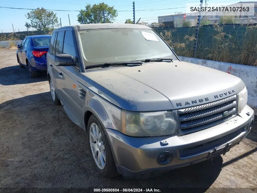 2007 Land Rover Range Rover Sport Hse VIN: SALSF25417A107263 Lot: 39580504