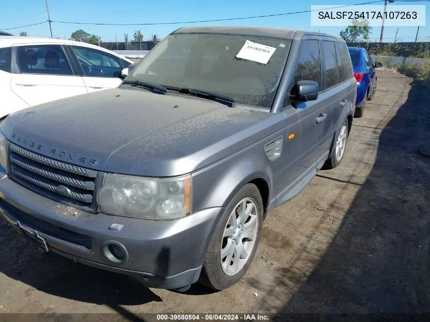 2007 Land Rover Range Rover Sport Hse VIN: SALSF25417A107263 Lot: 39580504