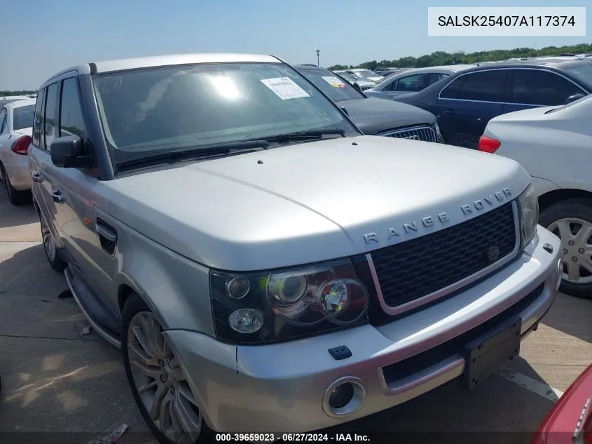 2007 Land Rover Range Rover Sport Hse VIN: SALSK25407A117374 Lot: 39659023