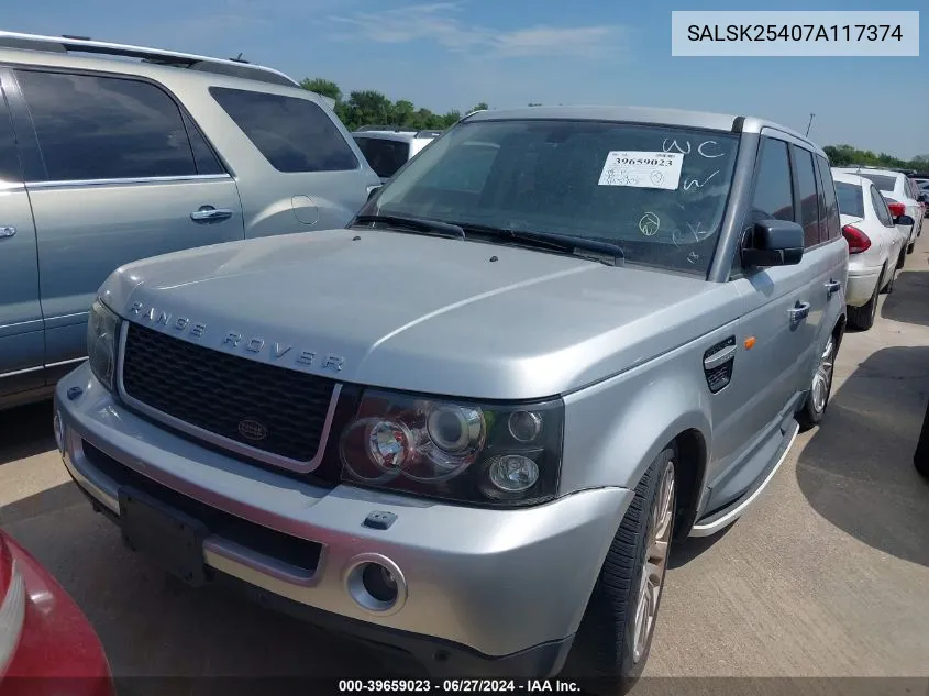 2007 Land Rover Range Rover Sport Hse VIN: SALSK25407A117374 Lot: 39659023